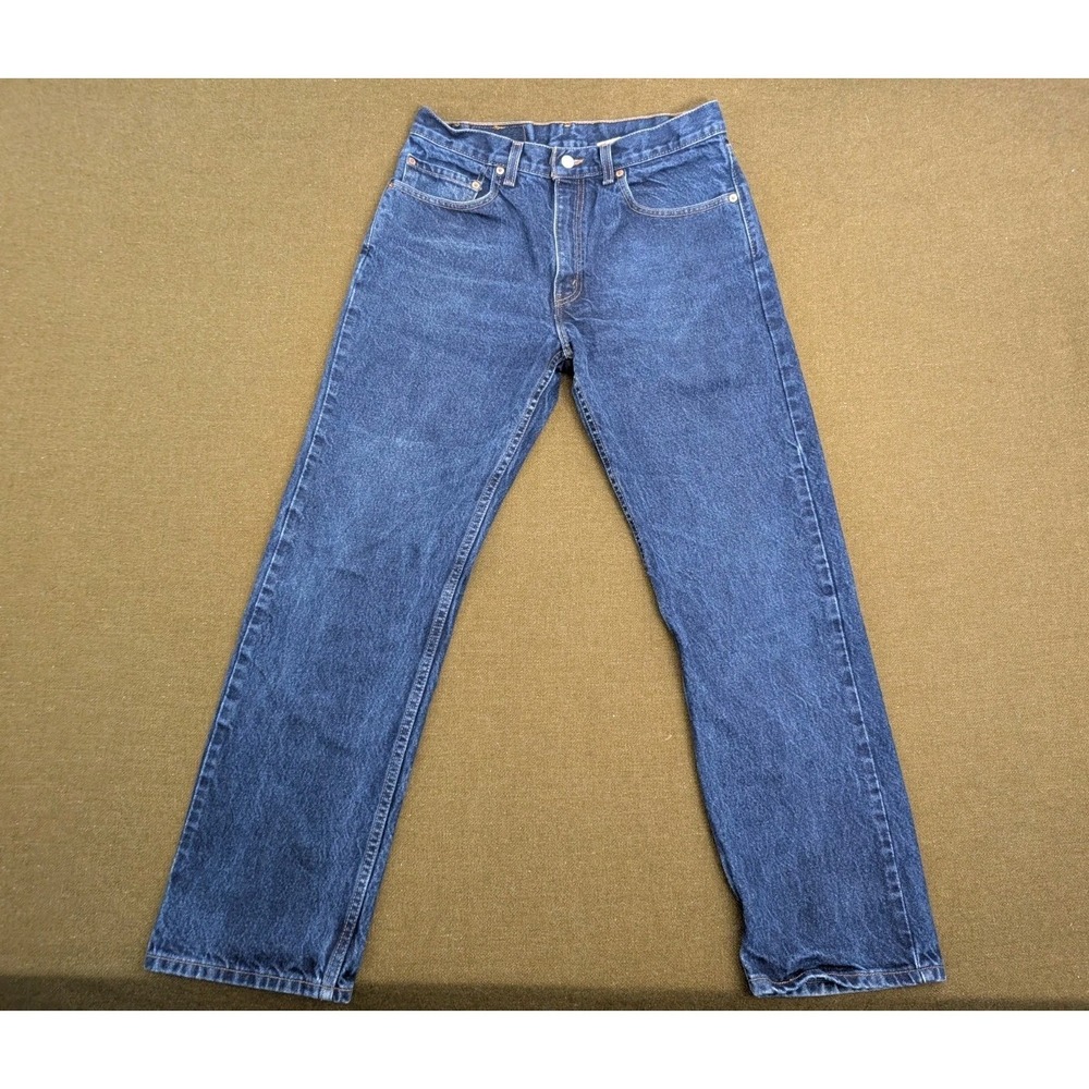 Vintage Levi's 505 Straight Fit Dark Wash Jeans 33 x 30 Black Batwing 90s